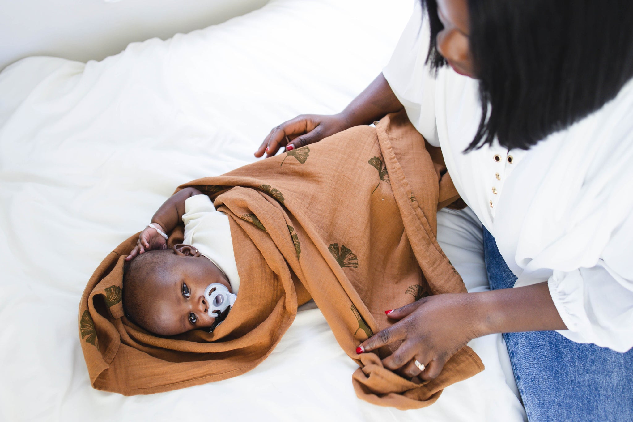 Organic swaddle Blanket ( Ginkgo Leaves ) – LEYL&ARI